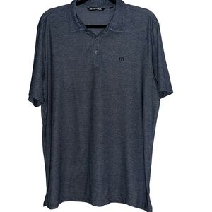 Travis Mathew Langley Short Sleeve Golf Polo in Heather Blue Nights Size XL